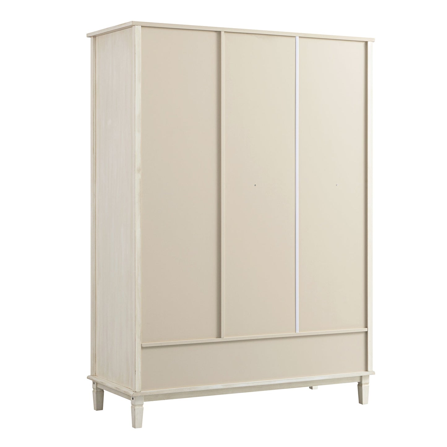 Armoire triple sculptée blanchie à la chaux de Chantilly