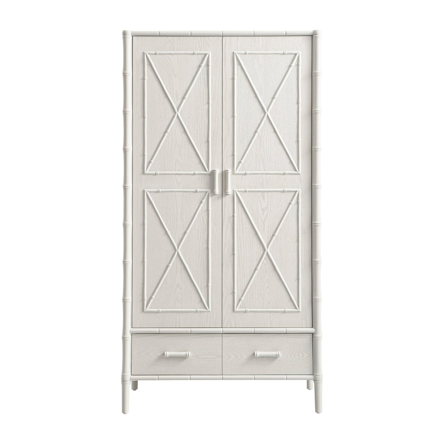 Armoire double Elstowe en imitation bambou, blanc ombré