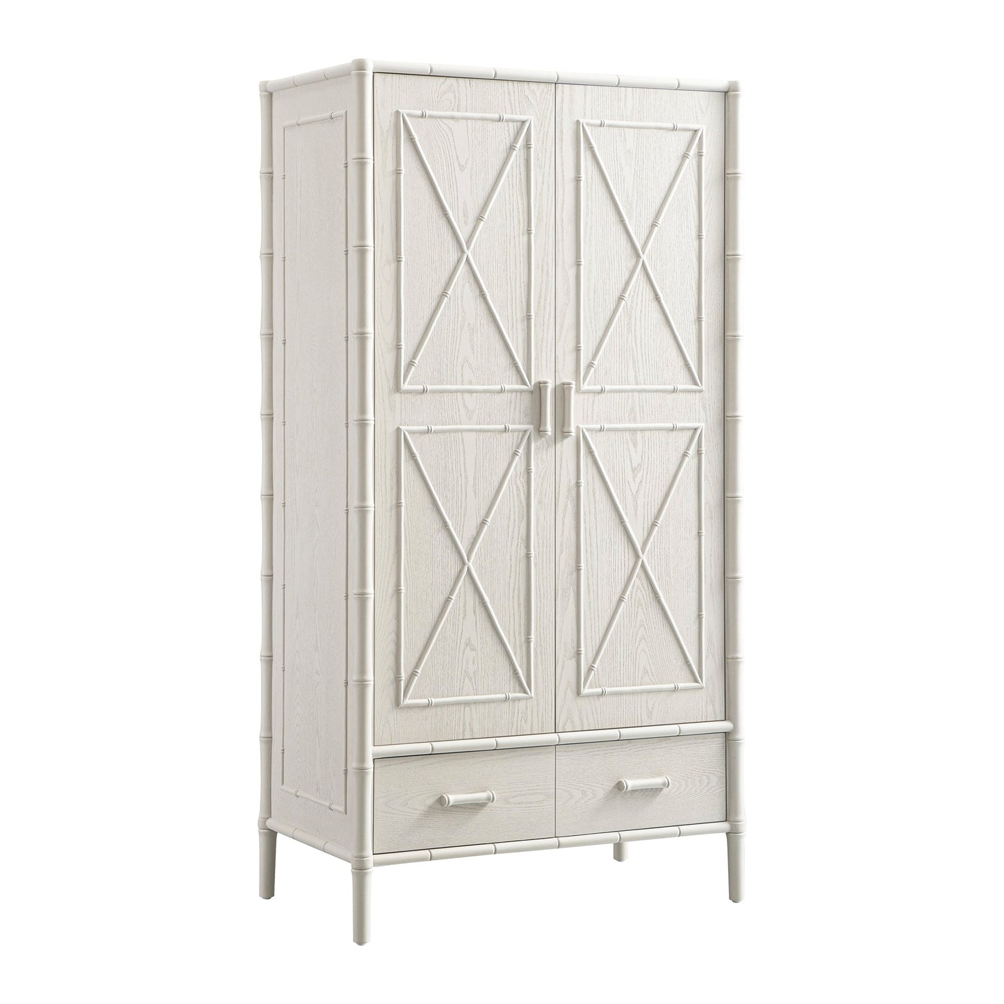Armoire double Elstowe en imitation bambou, blanc ombré