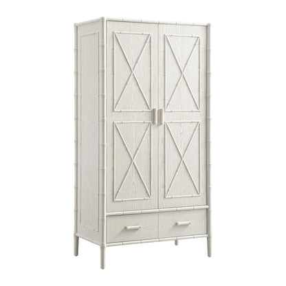Armoire double Elstowe en imitation bambou, blanc ombré