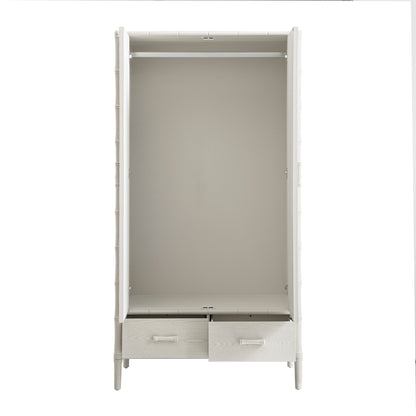 Armoire double Elstowe en imitation bambou, blanc ombré
