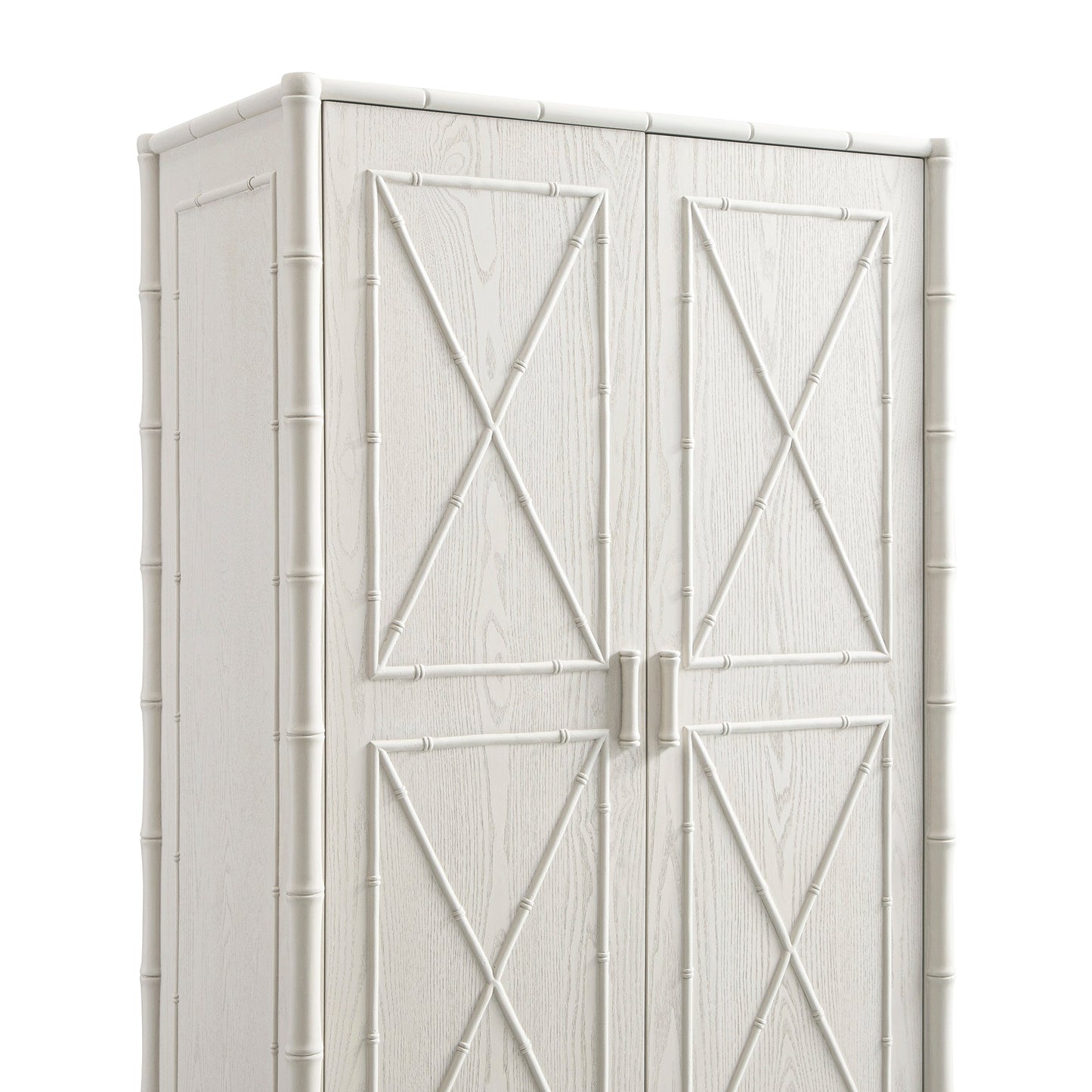Armoire double Elstowe en imitation bambou, blanc ombré