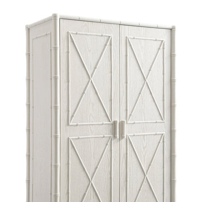 Armoire double Elstowe en imitation bambou, blanc ombré