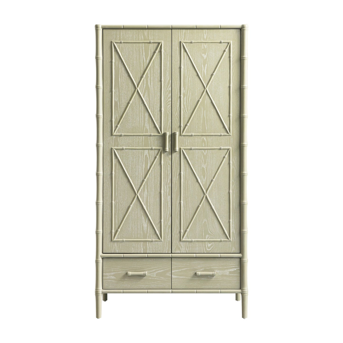 Armoire double en imitation bambou Elstowe, vert sauge