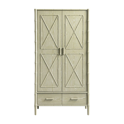 Armoire double en imitation bambou Elstowe, vert sauge