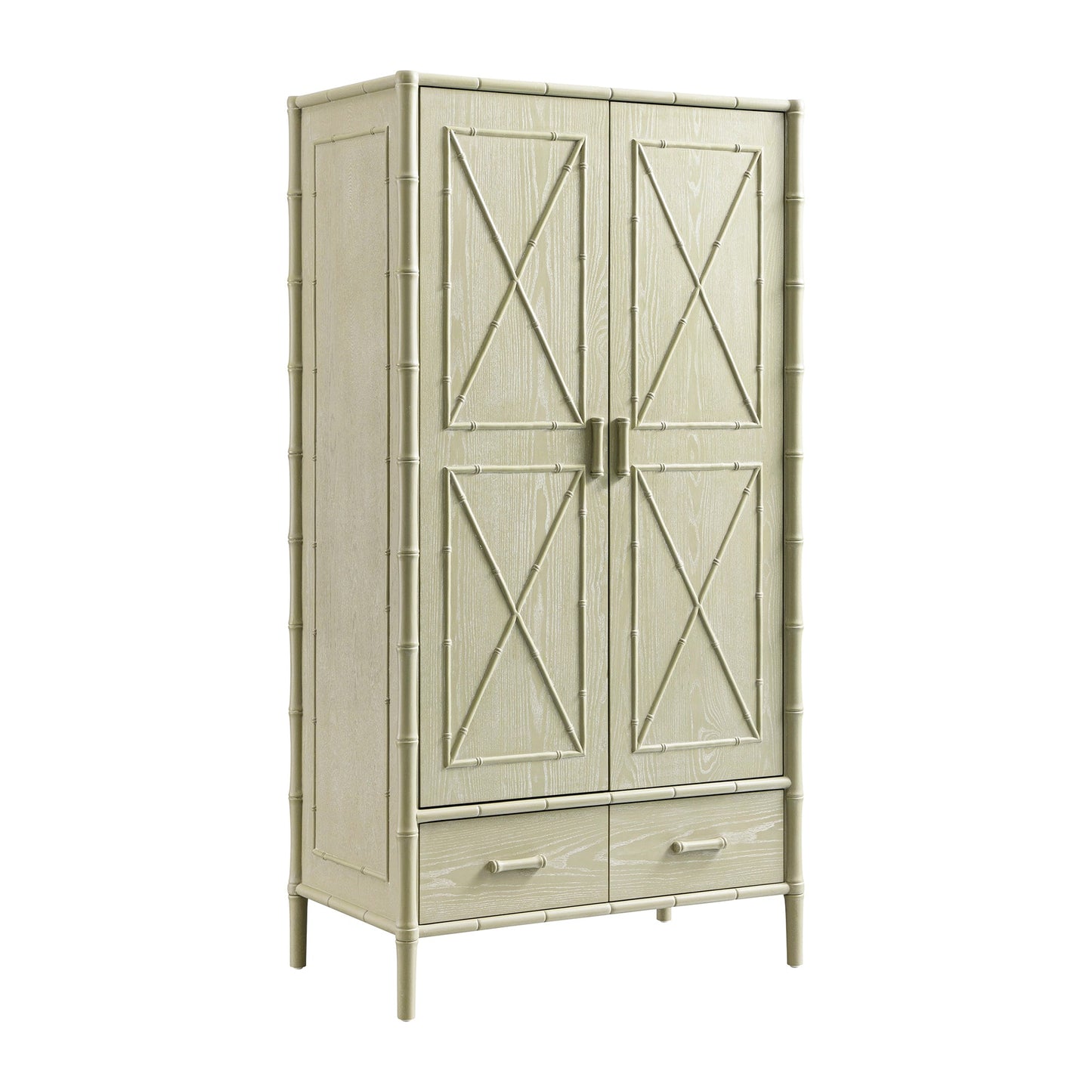 Armoire double en imitation bambou Elstowe, vert sauge