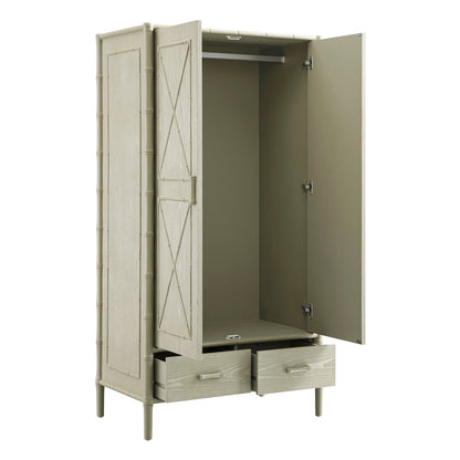 Armoire double en imitation bambou Elstowe, vert sauge