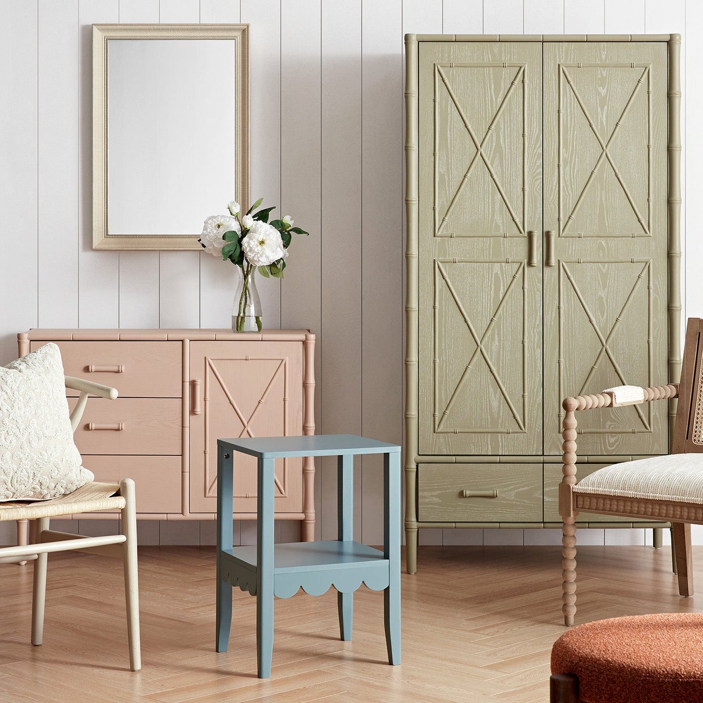 Armoire double en imitation bambou Elstowe, vert sauge