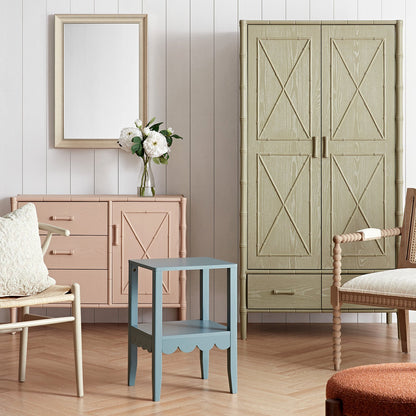 Armoire double en imitation bambou Elstowe, vert sauge