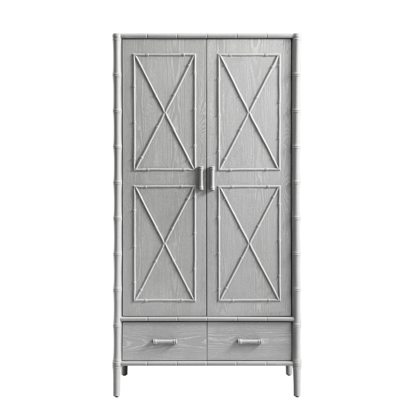 Armoire double en imitation bambou Elstowe, gris chaud