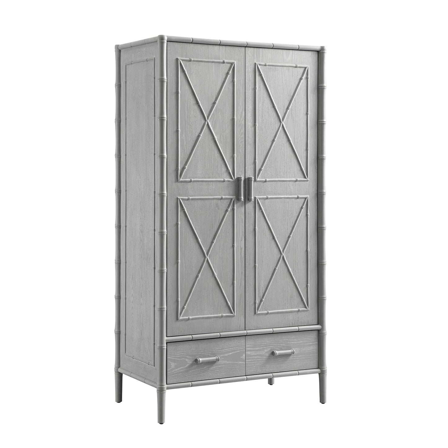 Armoire double en imitation bambou Elstowe, gris chaud