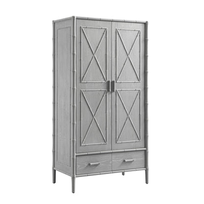 Armoire double en imitation bambou Elstowe, gris chaud