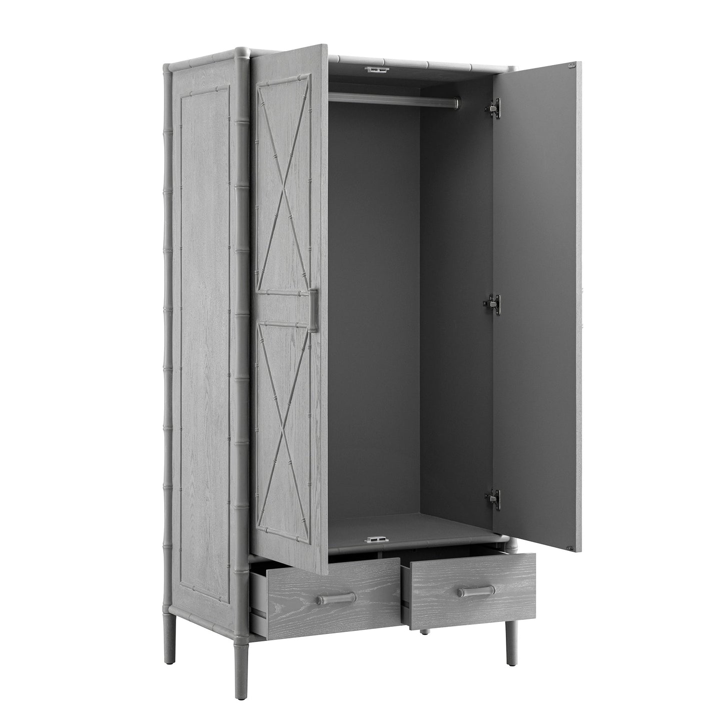 Armoire double en imitation bambou Elstowe, gris chaud
