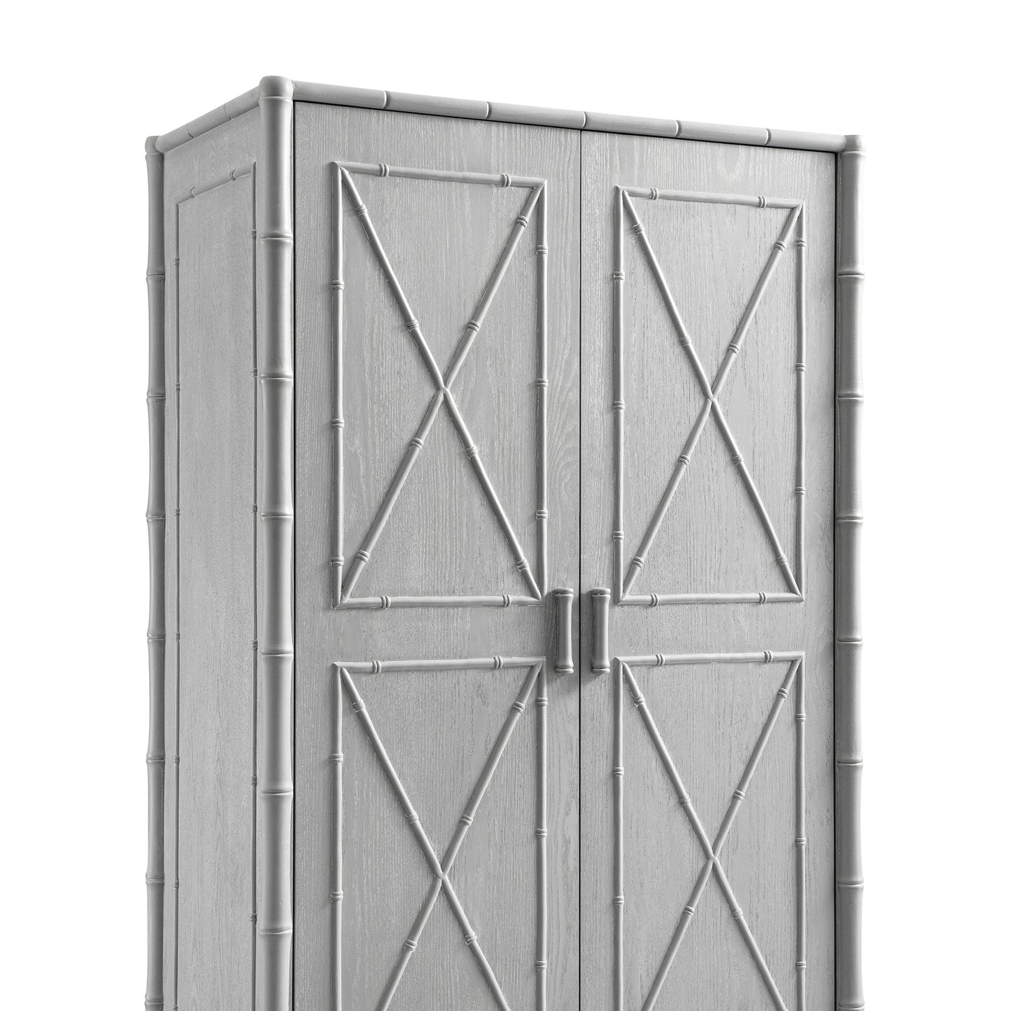 Armoire double en imitation bambou Elstowe, gris chaud