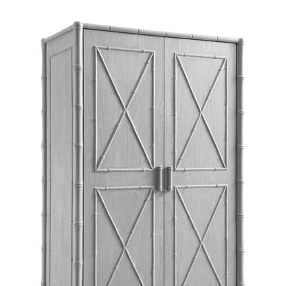 Armoire double en imitation bambou Elstowe, gris chaud