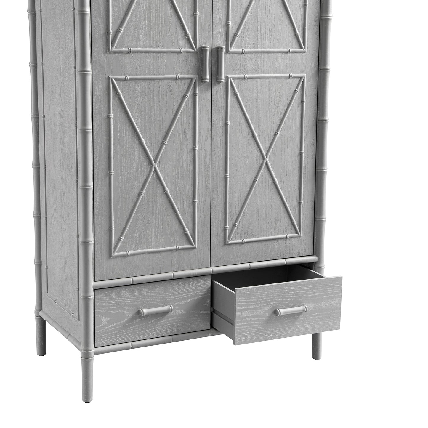 Armoire double en imitation bambou Elstowe, gris chaud