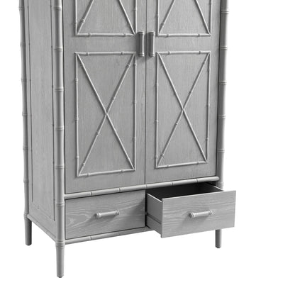 Armoire double en imitation bambou Elstowe, gris chaud