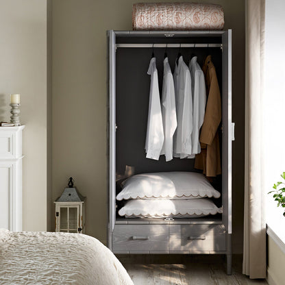 Armoire double en imitation bambou Elstowe, gris chaud