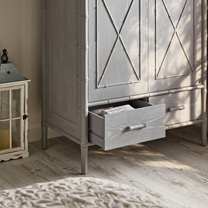 Armoire double en imitation bambou Elstowe, gris chaud
