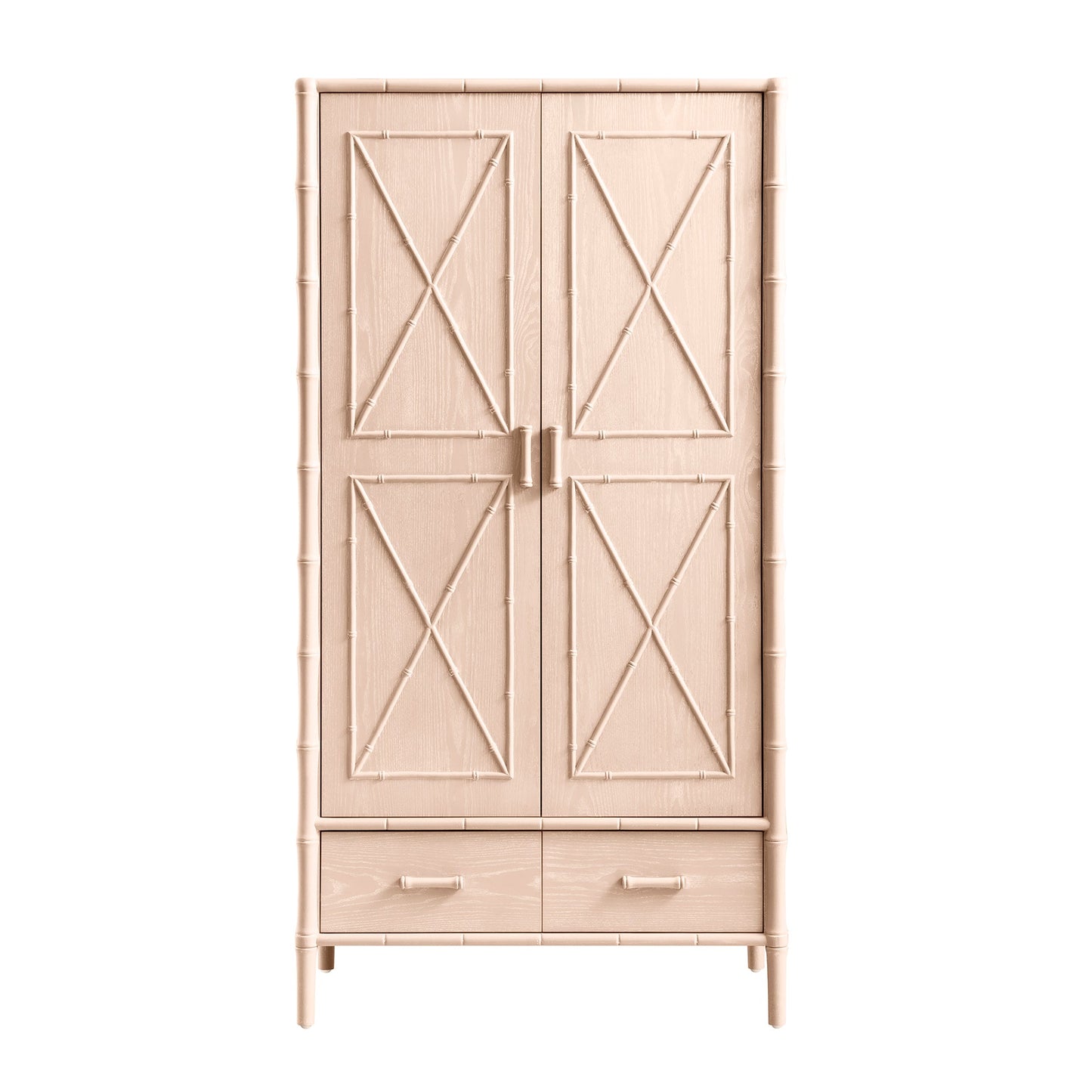 Armoire double en imitation bambou Elstowe, rose nude