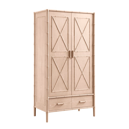 Armoire double en imitation bambou Elstowe, rose nude