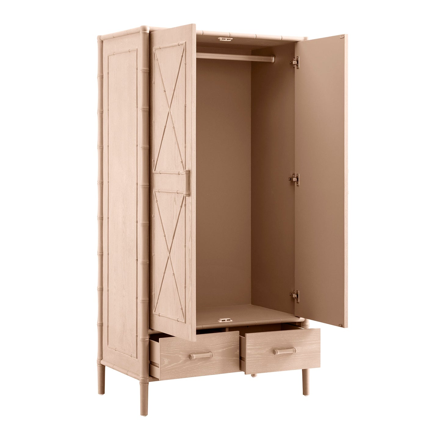 Armoire double en imitation bambou Elstowe, rose nude