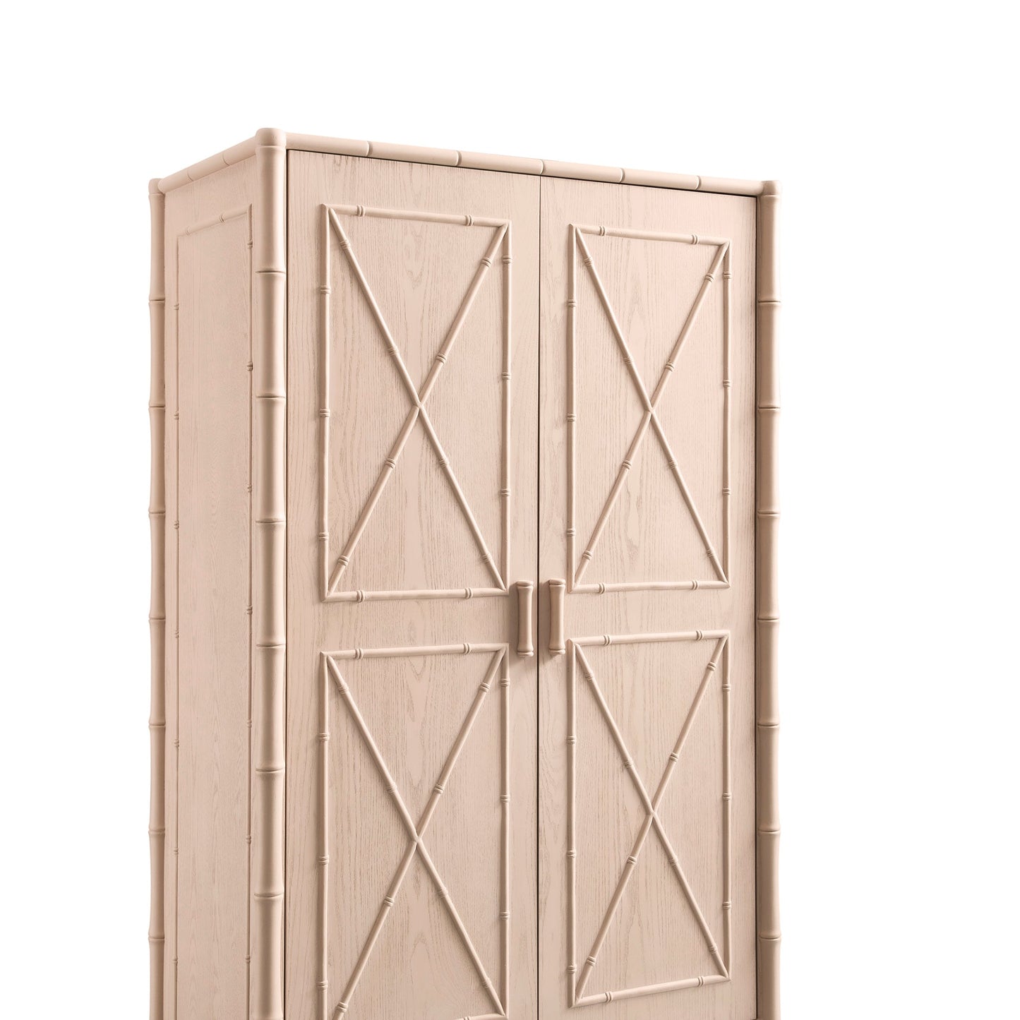 Armoire double en imitation bambou Elstowe, rose nude