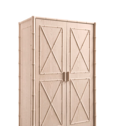 Armoire double en imitation bambou Elstowe, rose nude