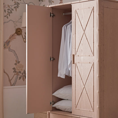 Armoire double en imitation bambou Elstowe, rose nude
