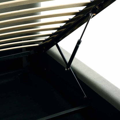 Lit ottoman de rangement Constance avec tête de lit ailée, lin olive