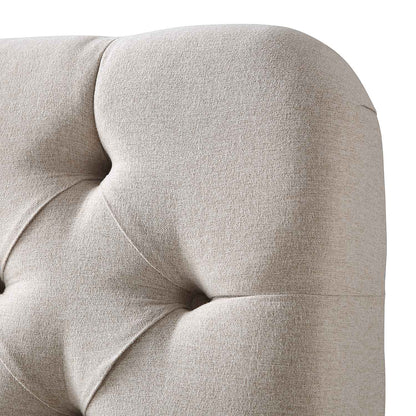 Lit rembourré à boutons profonds Leamington, tissu avoine