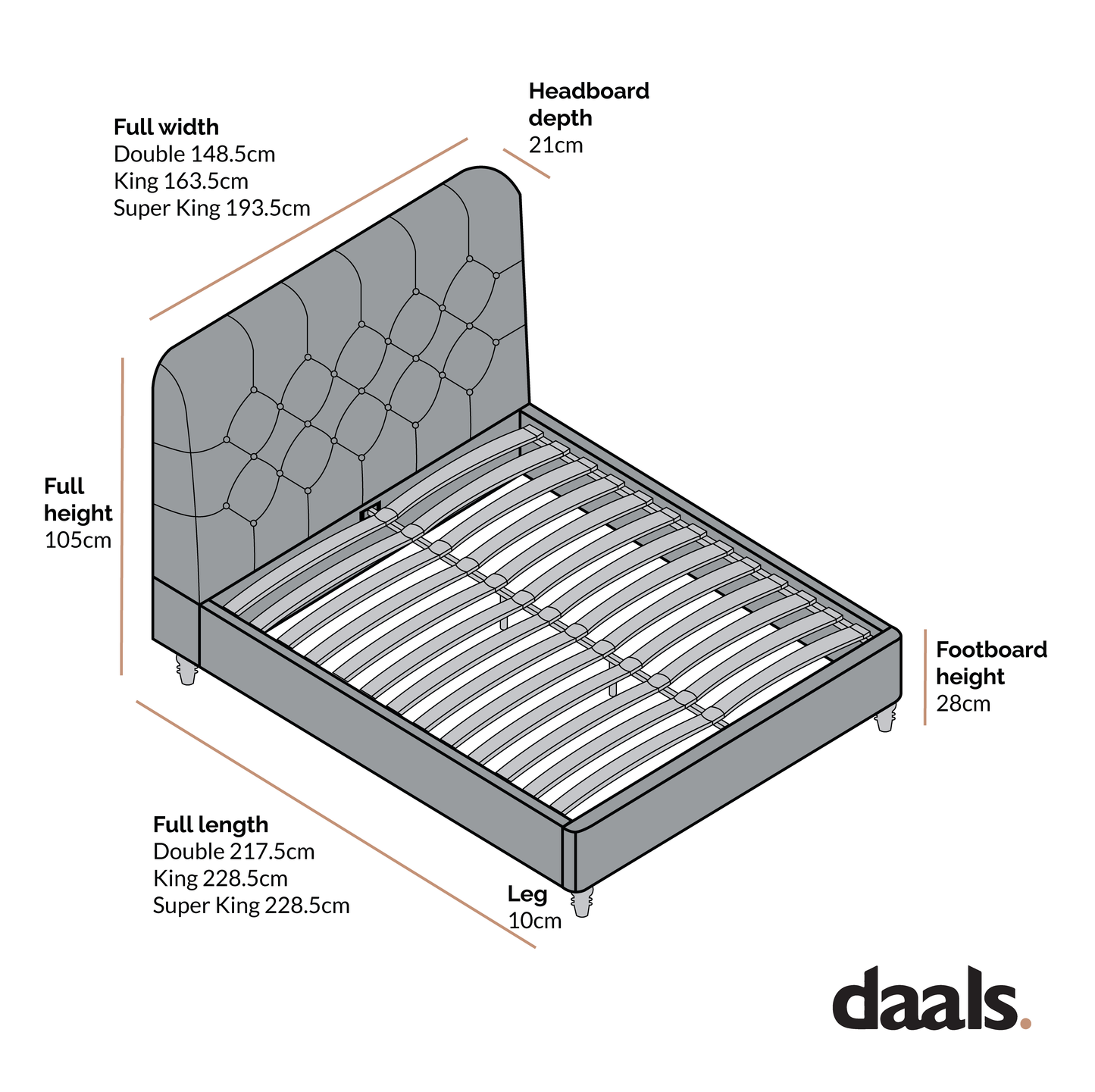 Lit rembourré à boutons profonds Leamington, tissu avoine