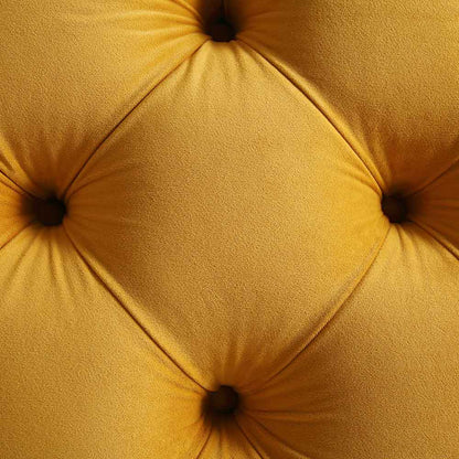 Lit rembourré à boutons profonds Leamington, velours jaune curcuma