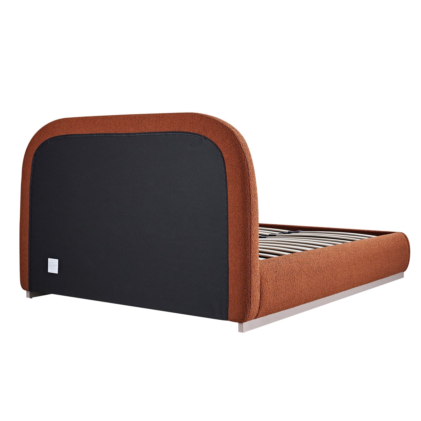 Lit de rangement rembourré en bois Luella, sommier à lattes, boucle rouille