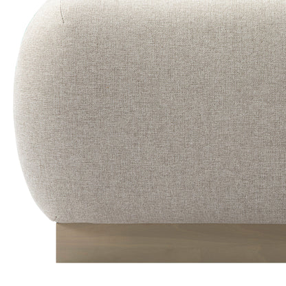 Lit avec sommier tapissier en bois Luella, tissu sable