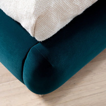 Lit de rangement rembourré en bois Luella, velours bleu sarcelle