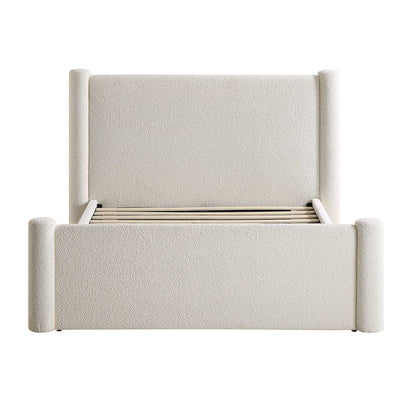 Lit à colonnes rembourré beige Boucle Galerie