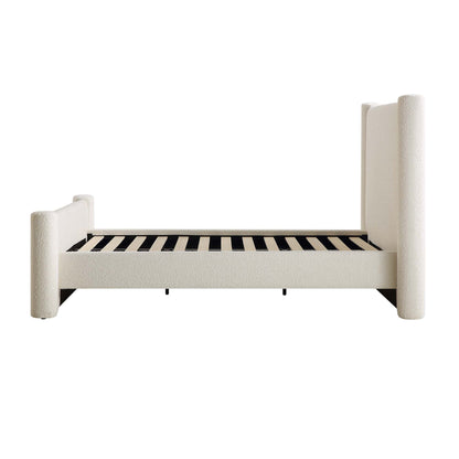 Lit à colonnes rembourré beige Boucle Galerie