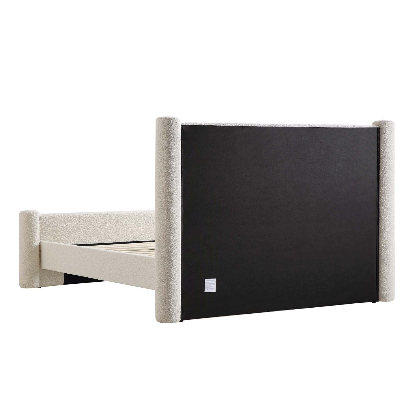 Lit à colonnes rembourré beige Boucle Galerie