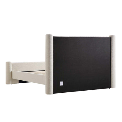 Lit à colonnes rembourré beige Boucle Galerie