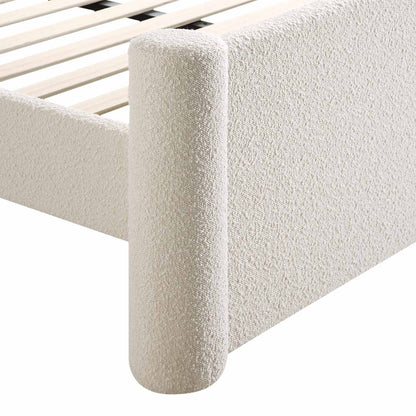 Lit à colonnes rembourré beige Boucle Galerie