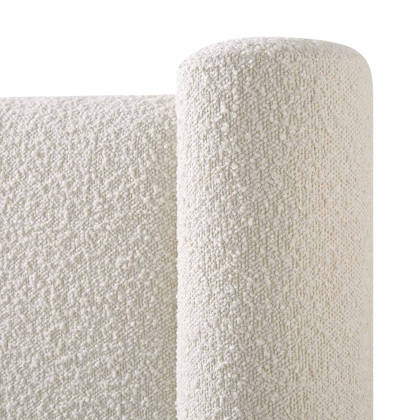 Lit à colonnes rembourré beige Boucle Galerie