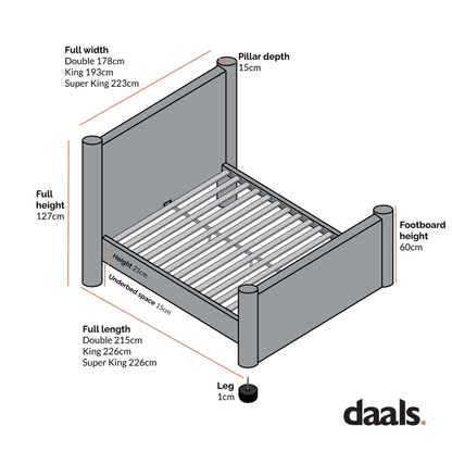 Lit à colonnes rembourré en velours vert mousse Galerie