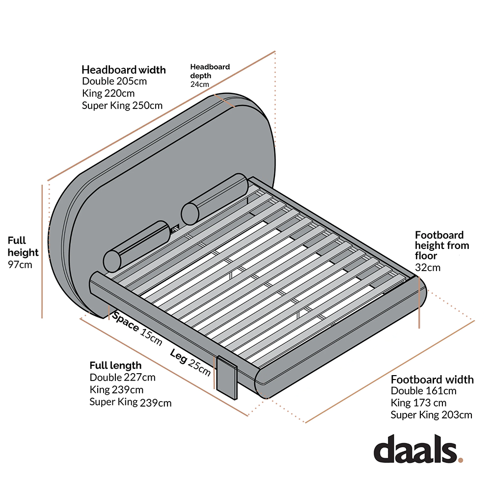 Lit rembourré avec tête de lit ovale Elystan, tissu beige chaud