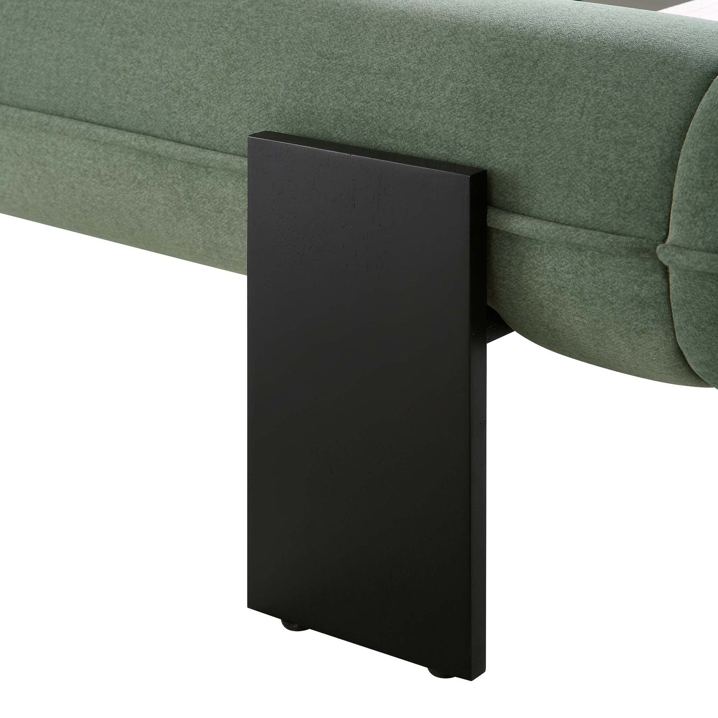 Lit rembourré à tête de lit ovale Elystan, tissu vert olive