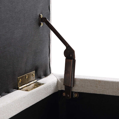 Banc de rangement ottoman à boutons profonds Leamington, tissu avoine