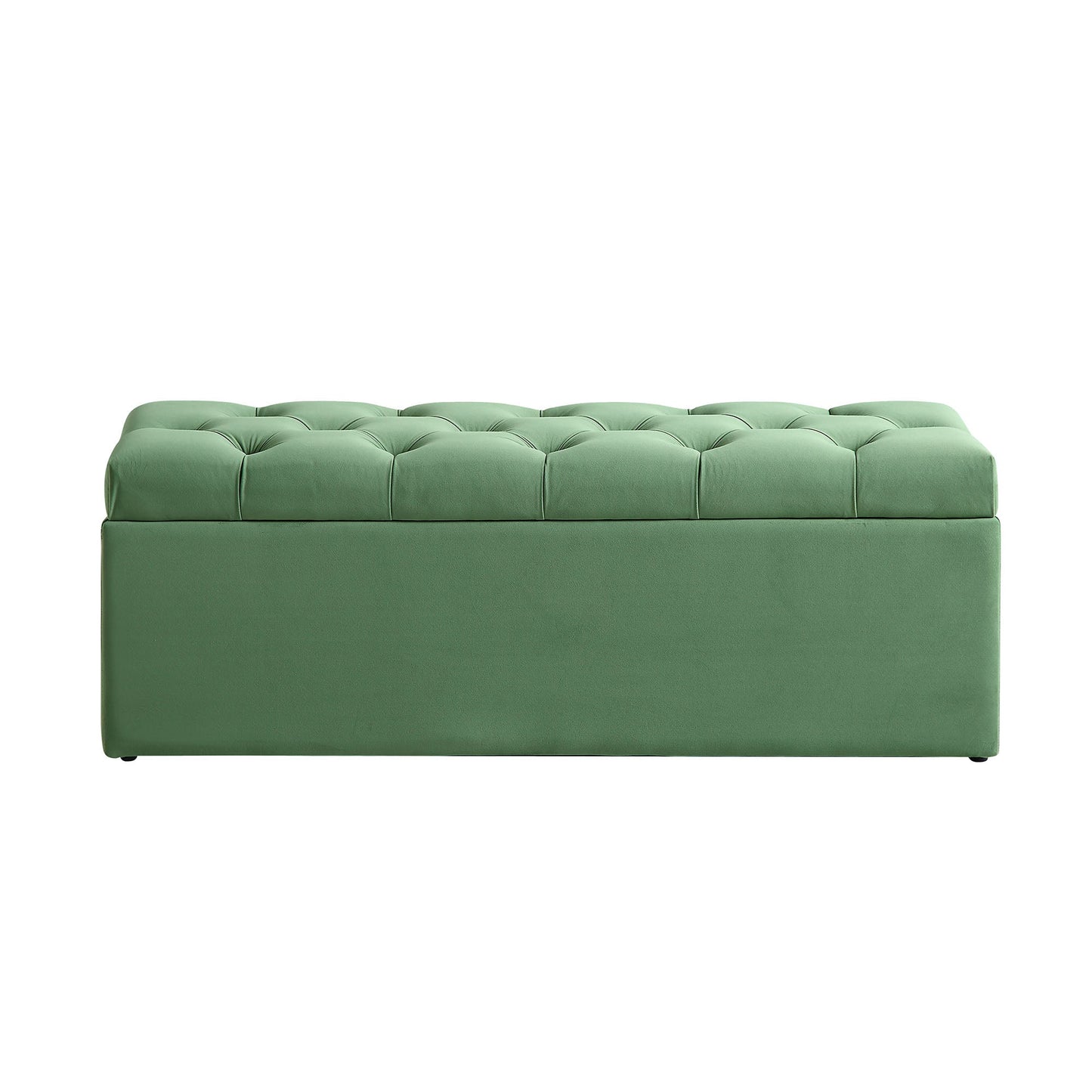 Banc de rangement ottoman à boutons profonds Leamington, velours vert prairie