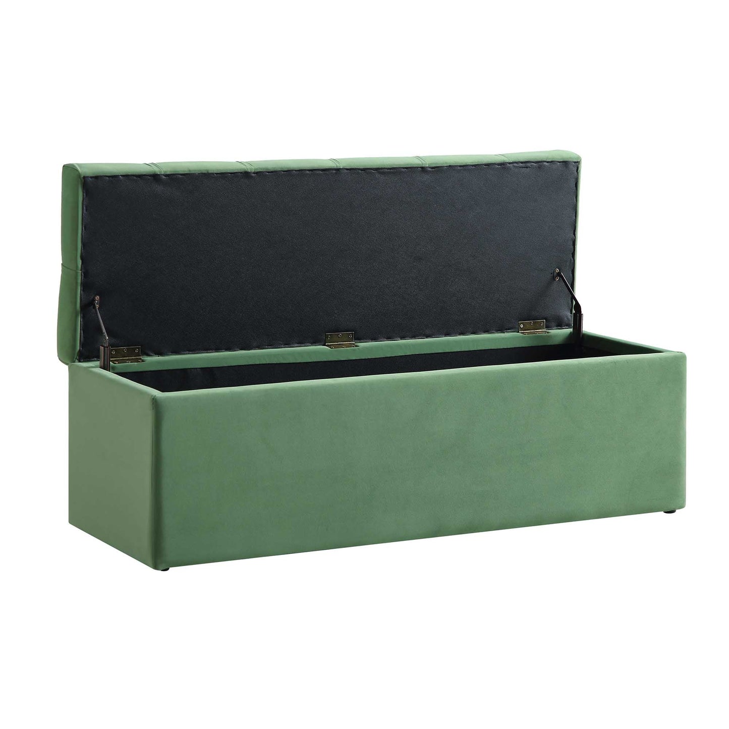 Banc de rangement ottoman à boutons profonds Leamington, velours vert prairie