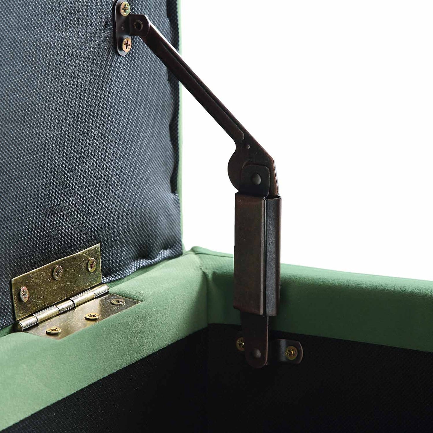 Banc de rangement ottoman à boutons profonds Leamington, velours vert prairie