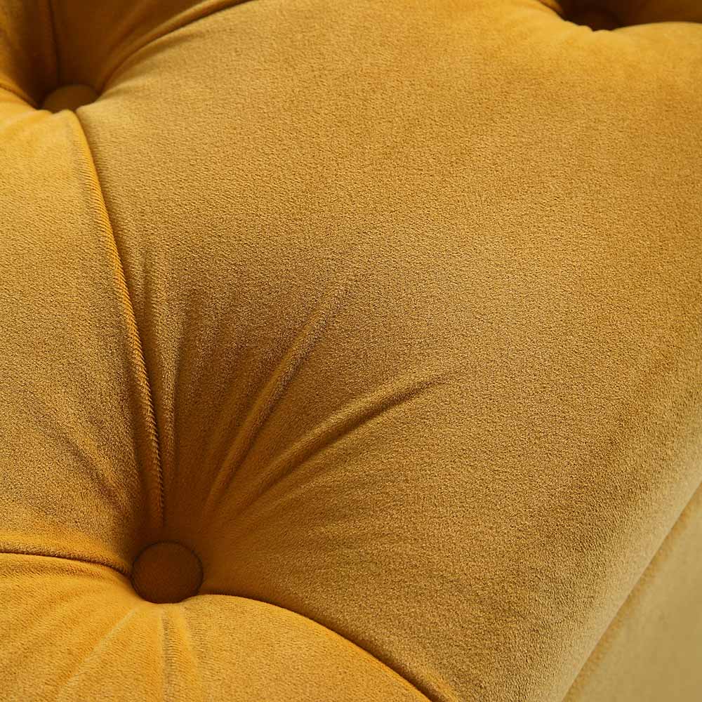 Banc de rangement ottoman à boutons profonds Leamington, velours jaune curcuma